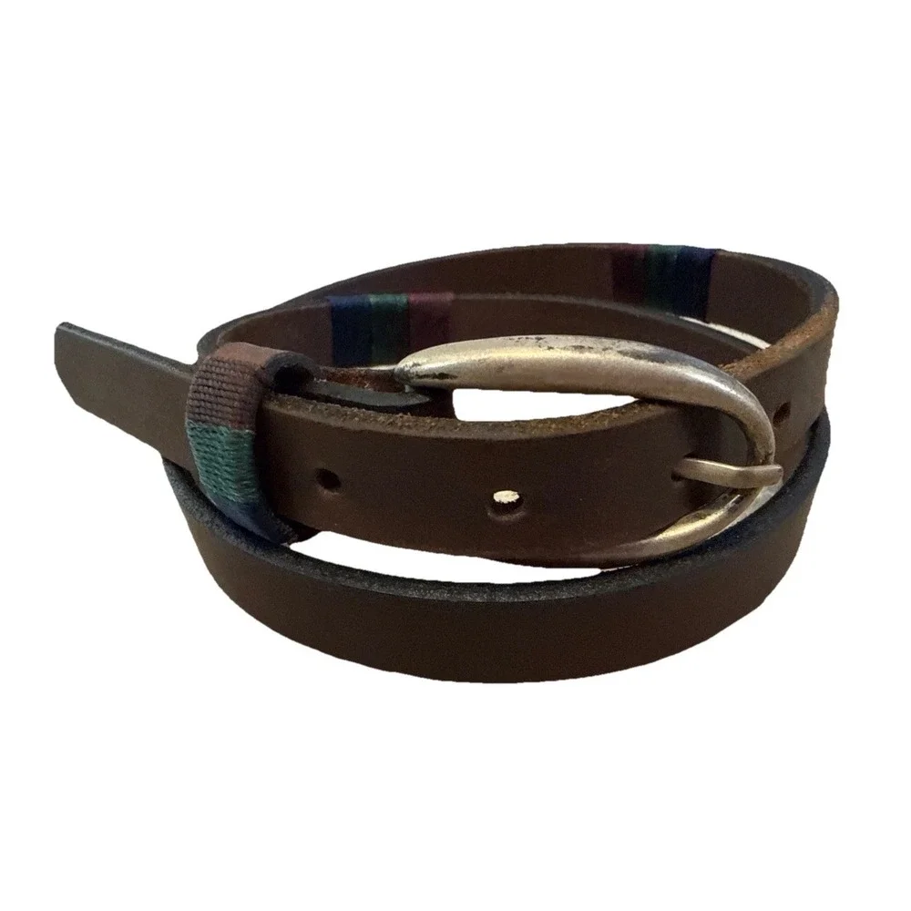 Industria Argentina Brown Handmade Leather Embroidered Gaucho Polo Belt 32